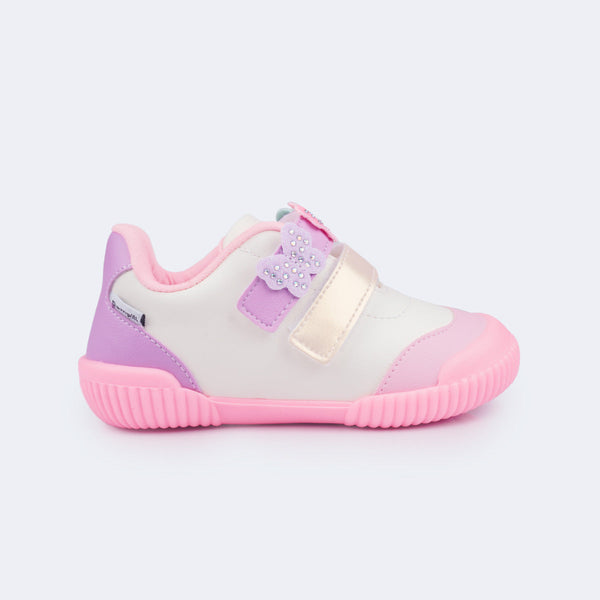 Tênis Infantil Pampili Yuyu Borboletas Branco Colorido