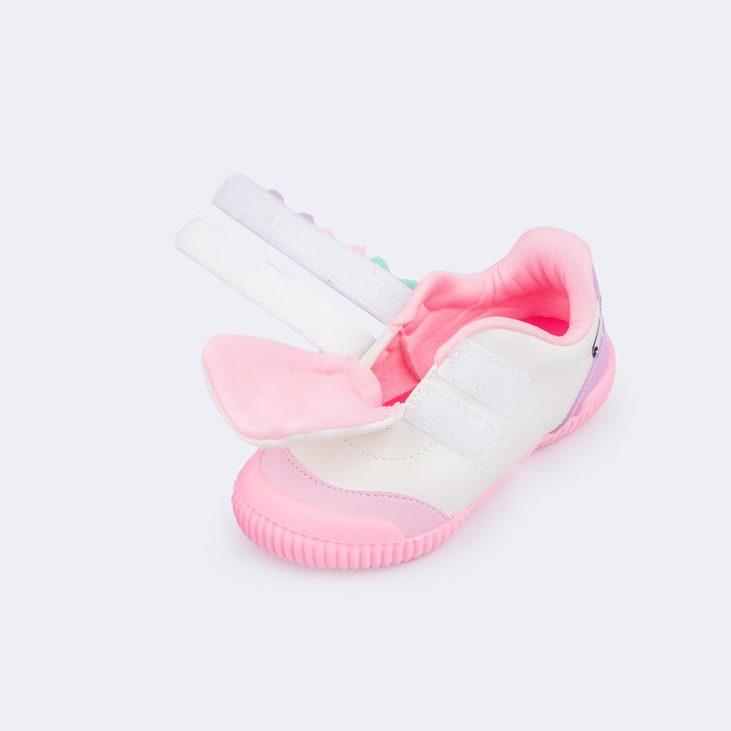 Tênis Infantil Pampili Yuyu Borboletas Branco Colorido