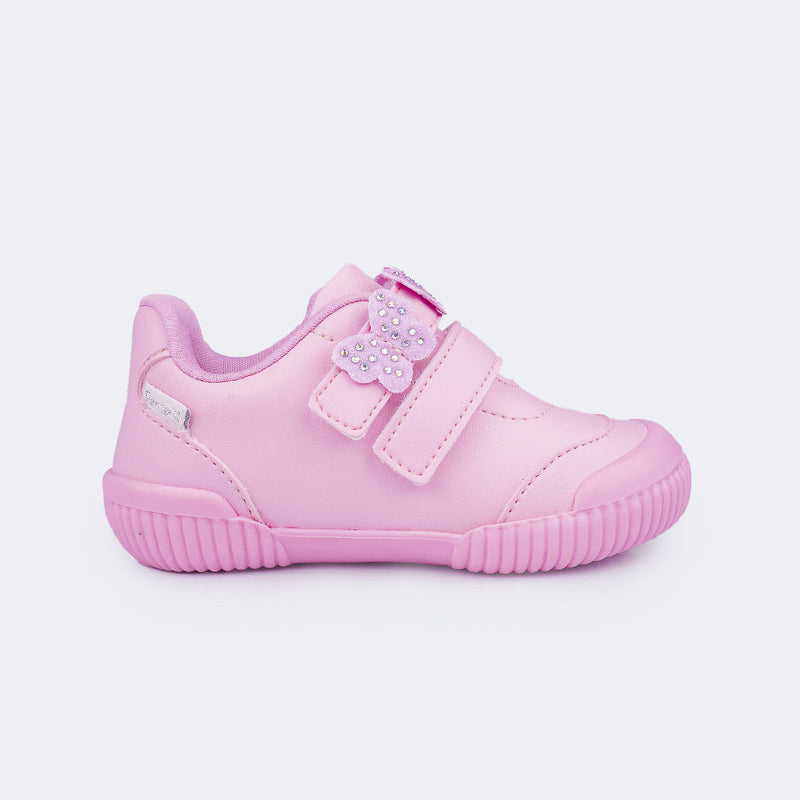 Tênis Infantil Pampili Yuyu com Borboletas Rosa