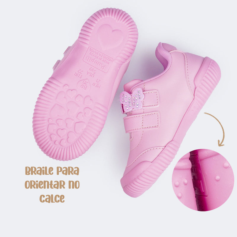 Tênis Infantil Pampili Yuyu com Borboletas Rosa