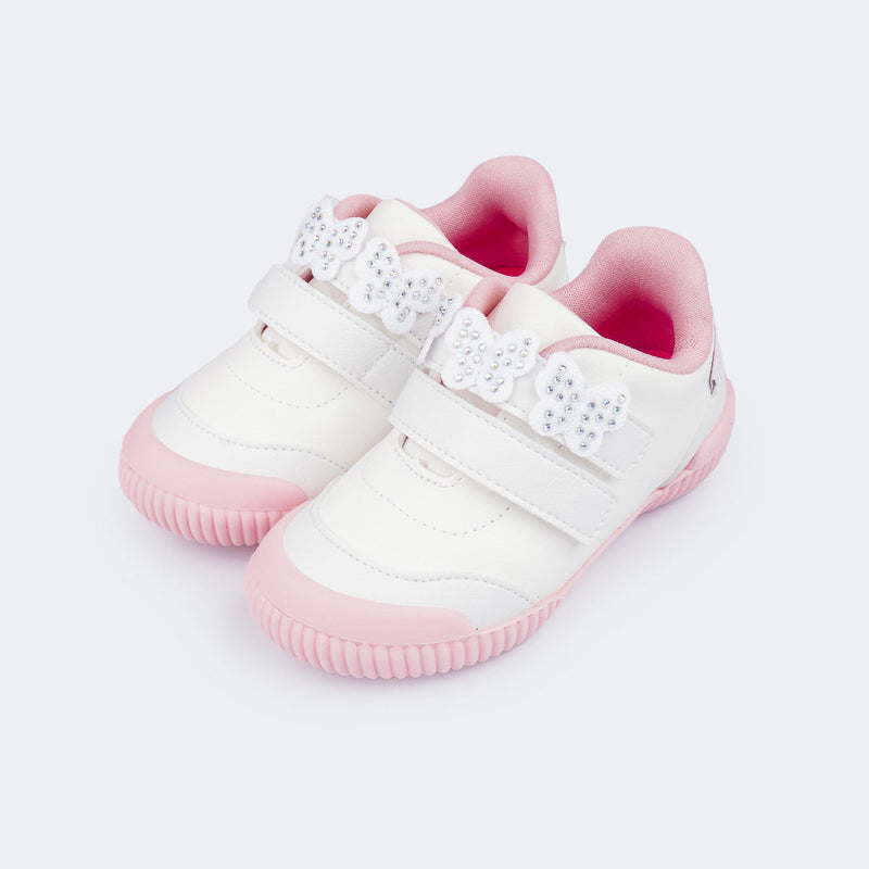 Tênis Infantil Pampili Yuyu com Borboletas Branco