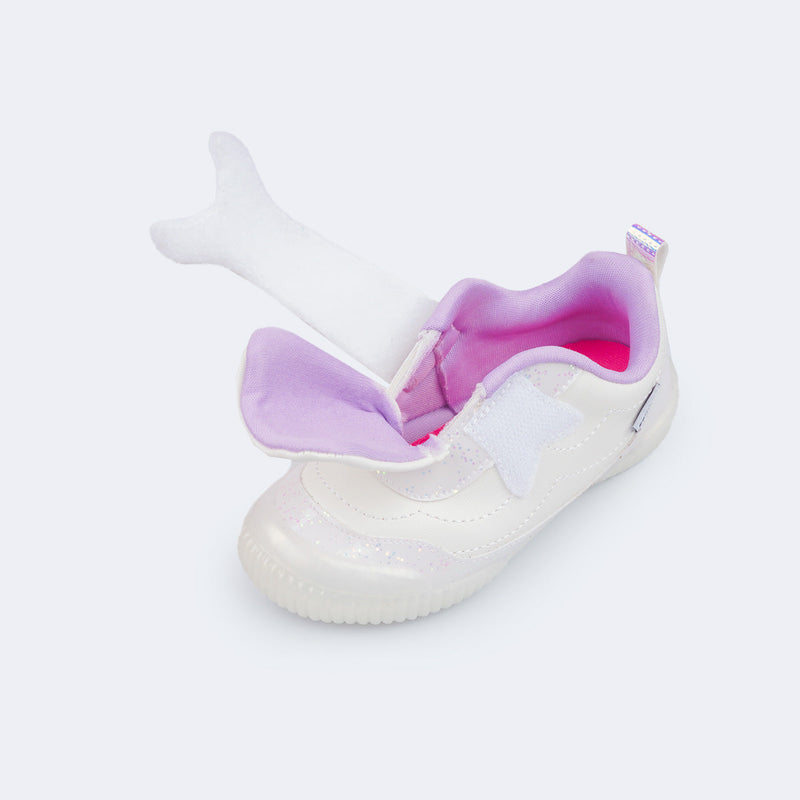 Tênis Infantil Pampili Yuyu Cauda de Sereia Branco