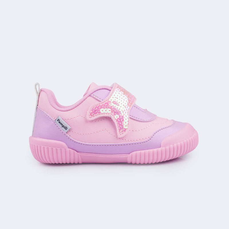 Tênis Infantil Pampili Yuyu Cauda de Sereia Rosa Lilás