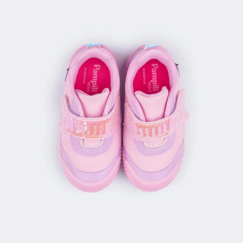 Tênis Infantil Pampili Yuyu Cauda de Sereia Rosa Lilás