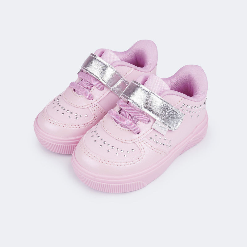 Tênis Infantil Feminino Pampili Yumi com Tachas Rosa