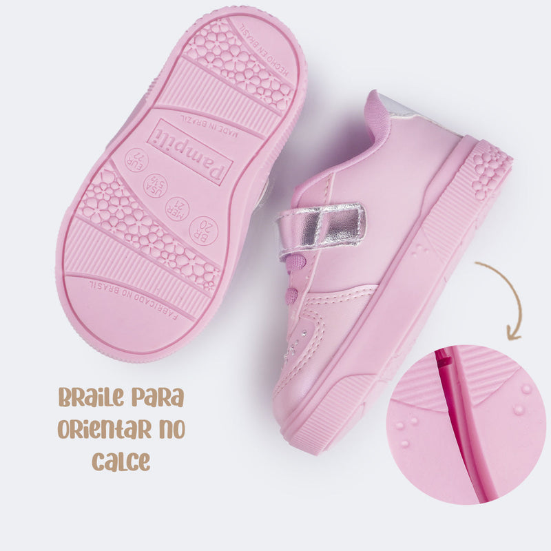Tênis Infantil Feminino Pampili Yumi com Tachas Rosa
