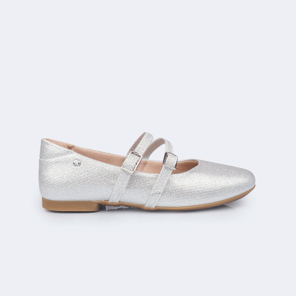 Sapatilha Infantil Feminina Ballet Brilho Prata