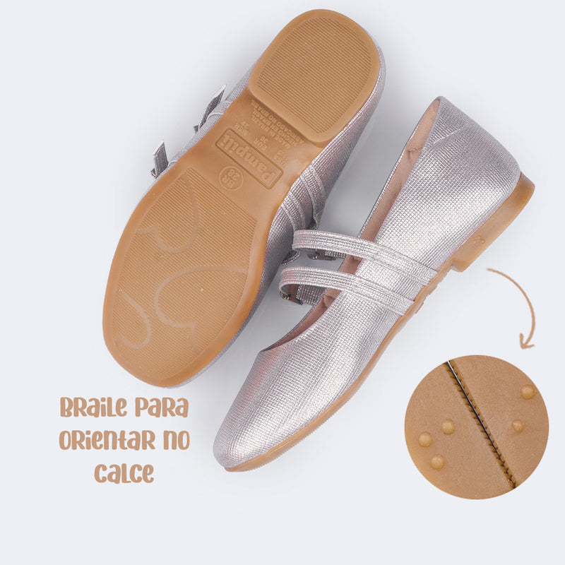 Sapatilha Infantil Feminina Ballet Brilho Rosê