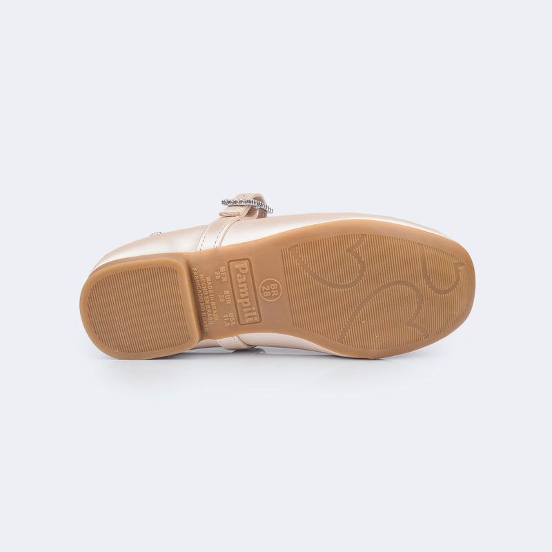 Sapatilha Infantil Pampili Ballet Brilho Acetinado Nude