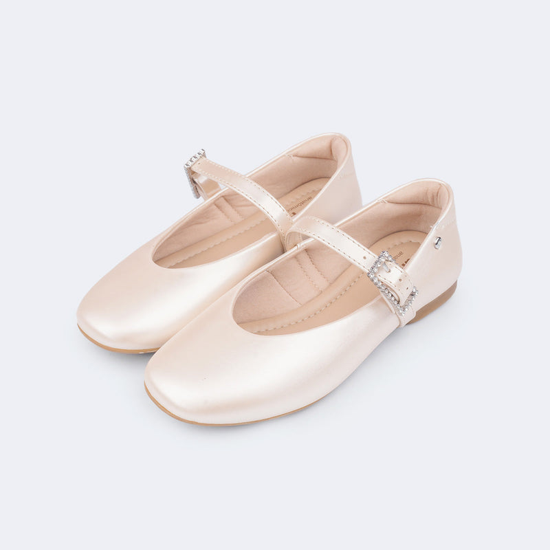 Sapatilha Infantil Pampili Ballet Brilho Acetinado Nude