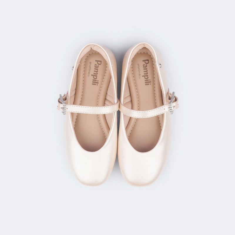 Sapatilha Infantil Pampili Ballet Brilho Acetinado Nude