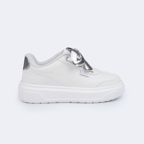 Tênis Infantil Feminino XP 24 Laço Cromado Branco