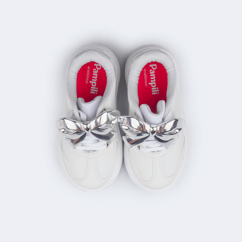 Tênis Infantil Feminino XP 24 Laço Cromado Branco