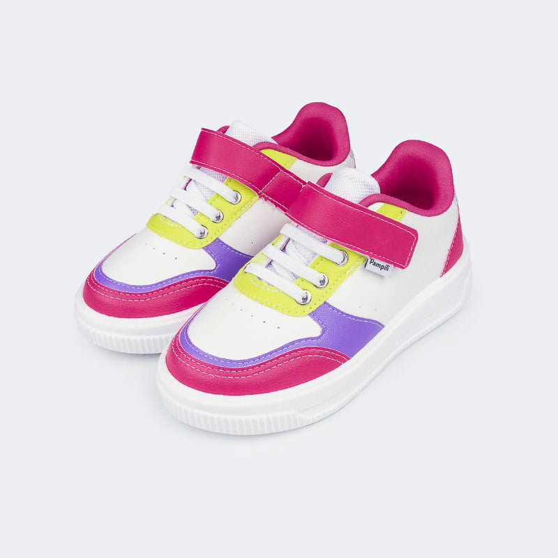 Tênis Infantil Feminino Up Recortes Colorido Neon