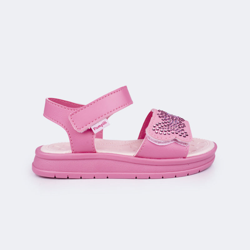 Sandália Papete Infantil Pampili Petit Borboletas em Strass Pink