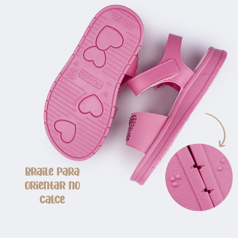 Sandália Papete Infantil Pampili Petit Borboletas em Strass Pink