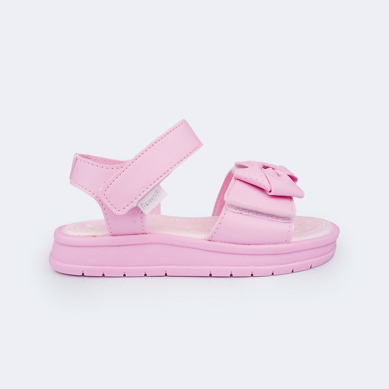 Sandália Papete Infantil Pampili Petit com Laço Rosa Claro