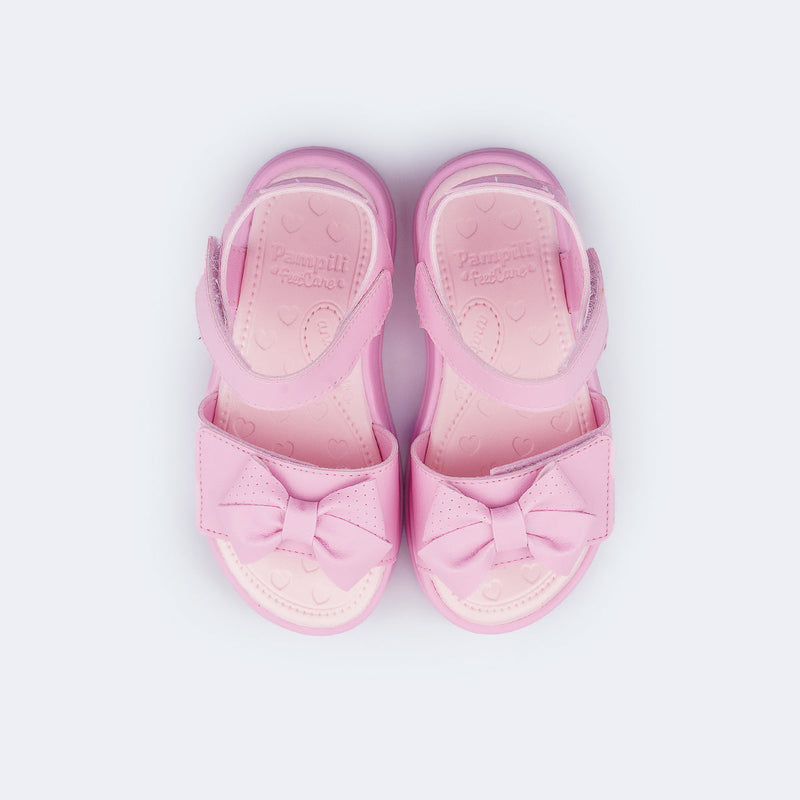 Sandália Papete Infantil Pampili Petit com Laço Rosa Claro