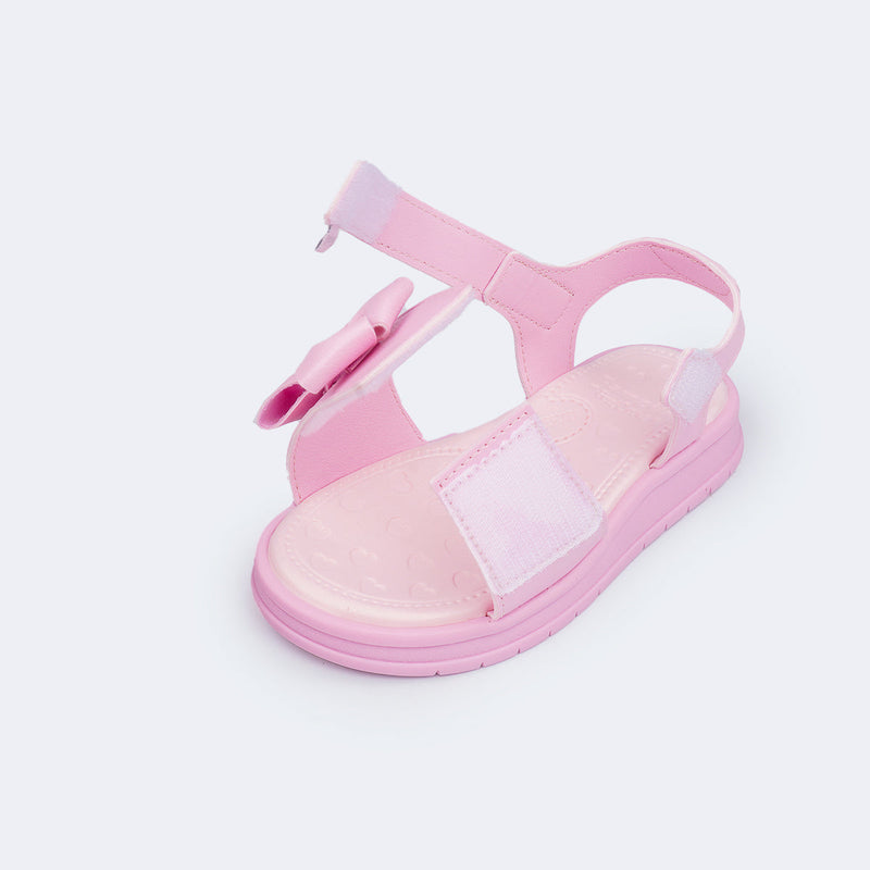 Sandália Papete Infantil Pampili Petit com Laço Rosa Claro