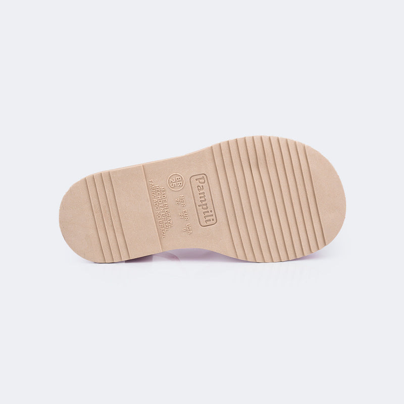 Sandália Infantil Pampili Cora Flatform com Laço Nude Perolado