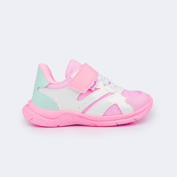 Tênis Infantil Feminino Mini Soft Verniz Branco Rosa