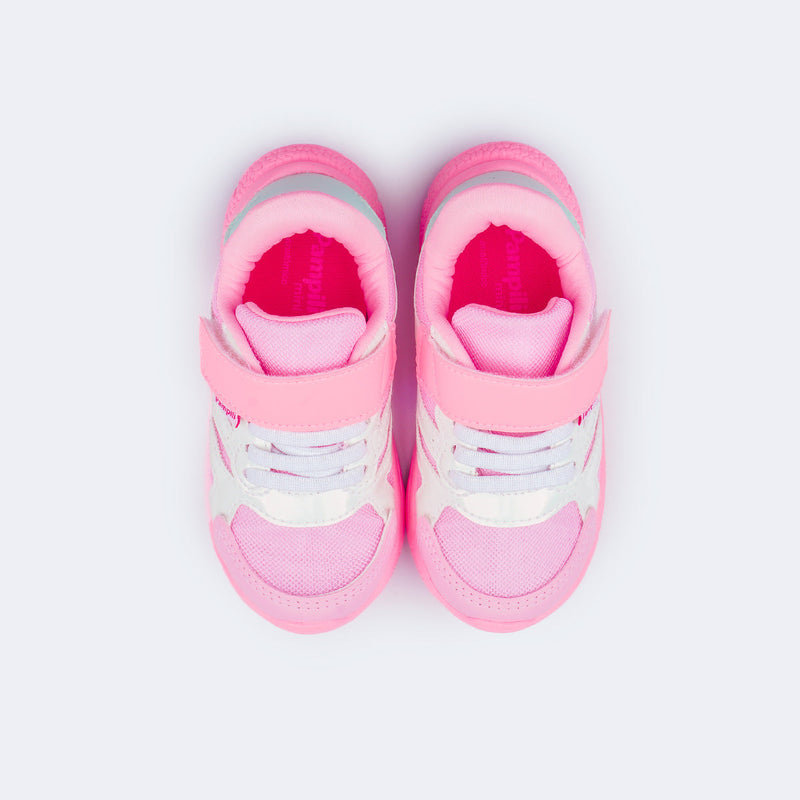 Tênis Infantil Feminino Mini Soft Verniz Branco Rosa