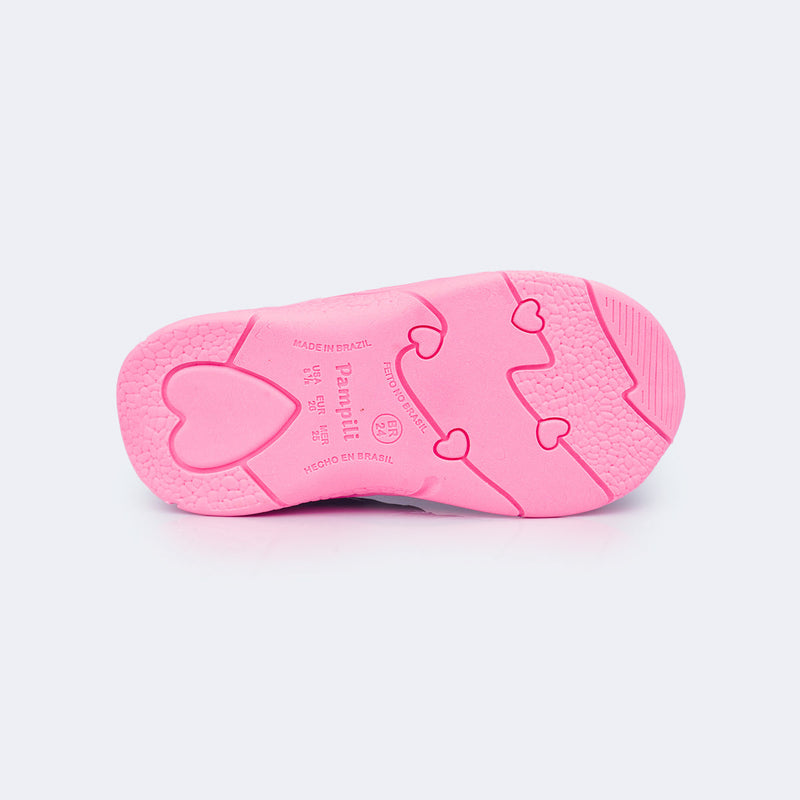 Tênis Infantil Feminino Mini Soft Verniz Branco Rosa