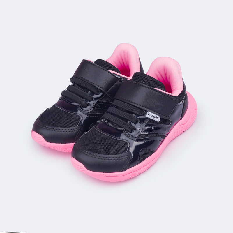 Tênis Infantil Feminino Mini Soft Verniz Preto