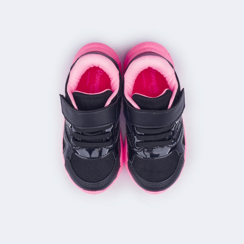 Tênis Infantil Feminino Mini Soft Verniz Preto