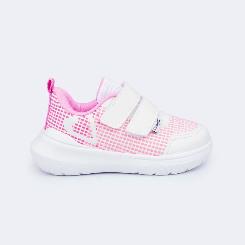 Tênis Infantil Feminino Sky Texturizado Branco Rosa