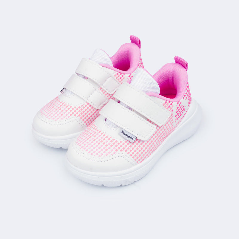 Tênis Infantil Feminino Sky Texturizado Branco Rosa