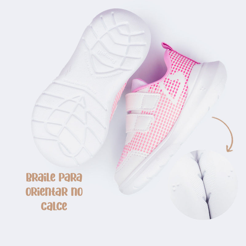 Tênis Infantil Feminino Sky Texturizado Branco Rosa