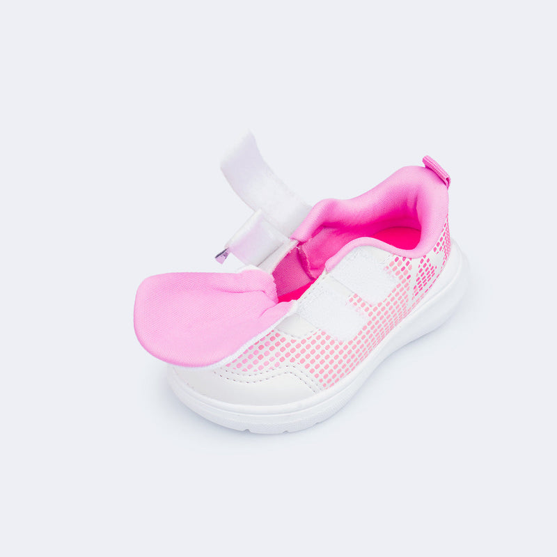 Tênis Infantil Feminino Sky Texturizado Branco Rosa