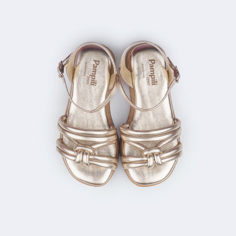 Sandália Infantil Feminina Alana Flatform em Cortiça Dourada
