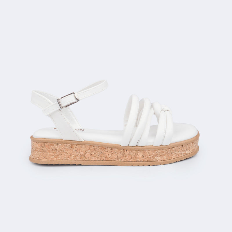 Sandália Infantil Feminina Alana Flatform em Cortiça Branca