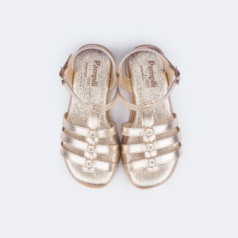 Sandália Infantil Feminina Alana Flatform Gladiadora Dourada