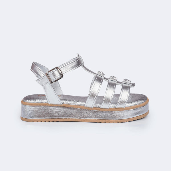 Sandália Infantil Feminina Alana Flatform Gladiadora Prata