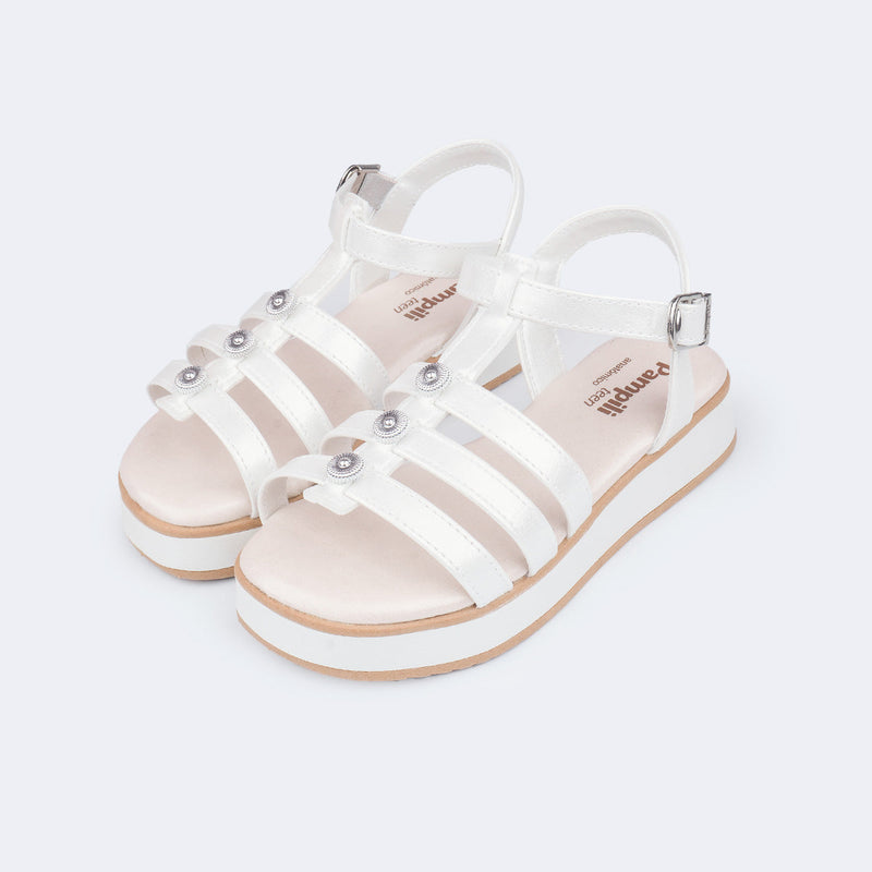 Sandália Infantil Feminina Alana Flatform Gladiadora Branca