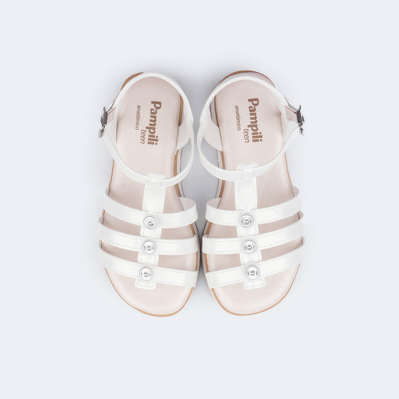 Sandália Infantil Feminina Alana Flatform Gladiadora Branca