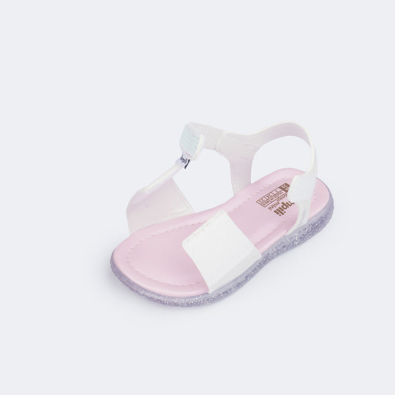 Sandália de Led Infantil Pampili Mini Holográfica Branca