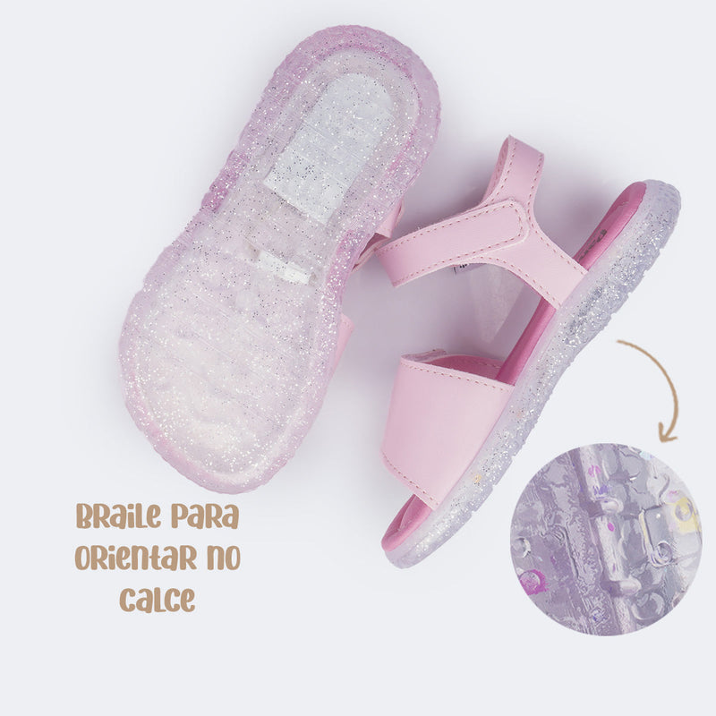 Sandália de Led Infantil Pampili Lulli com Borboleta Rosa