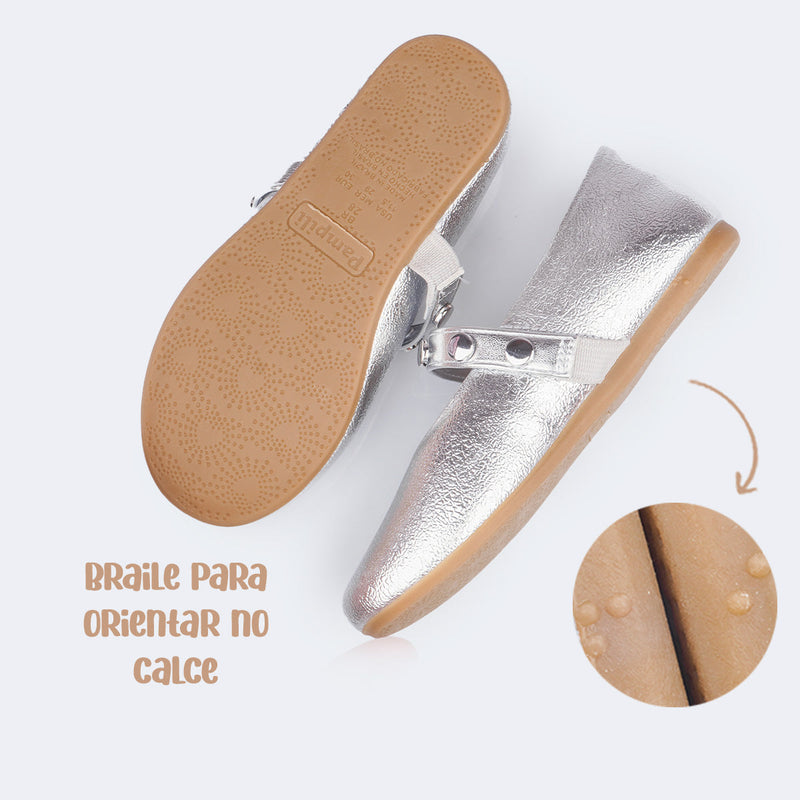Sapatilha Infantil Pampili Vanilla Texturizada Prata