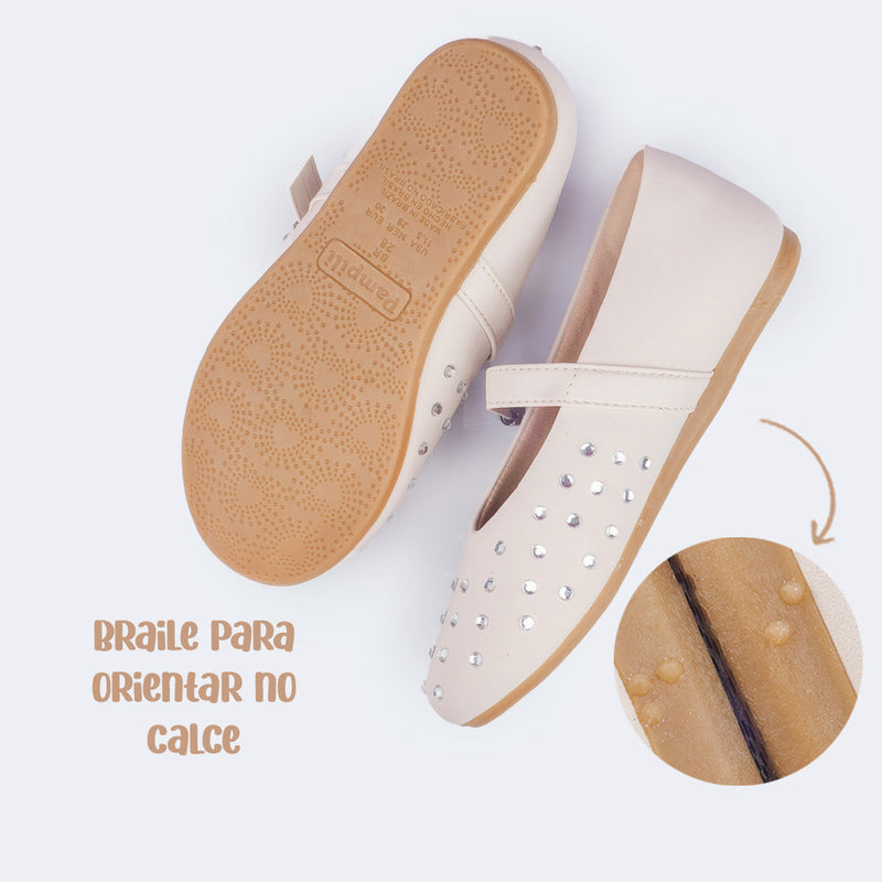 Sapatilha Infantil Pampili Vanilla com Brilho Nude