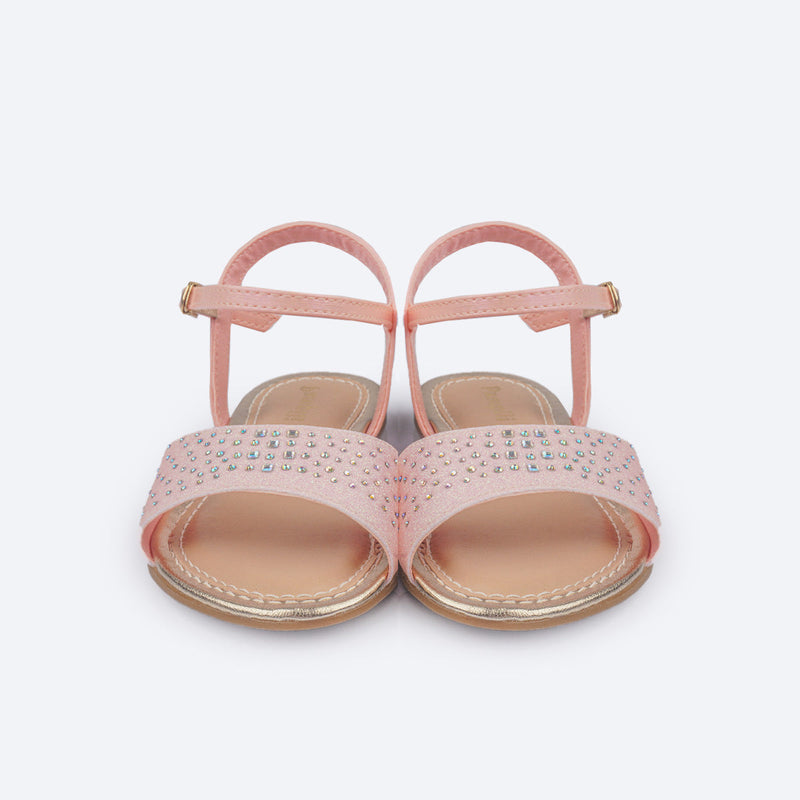 Sandália Infantil Pampili Cherrie Strass Cascata Rosa Glace