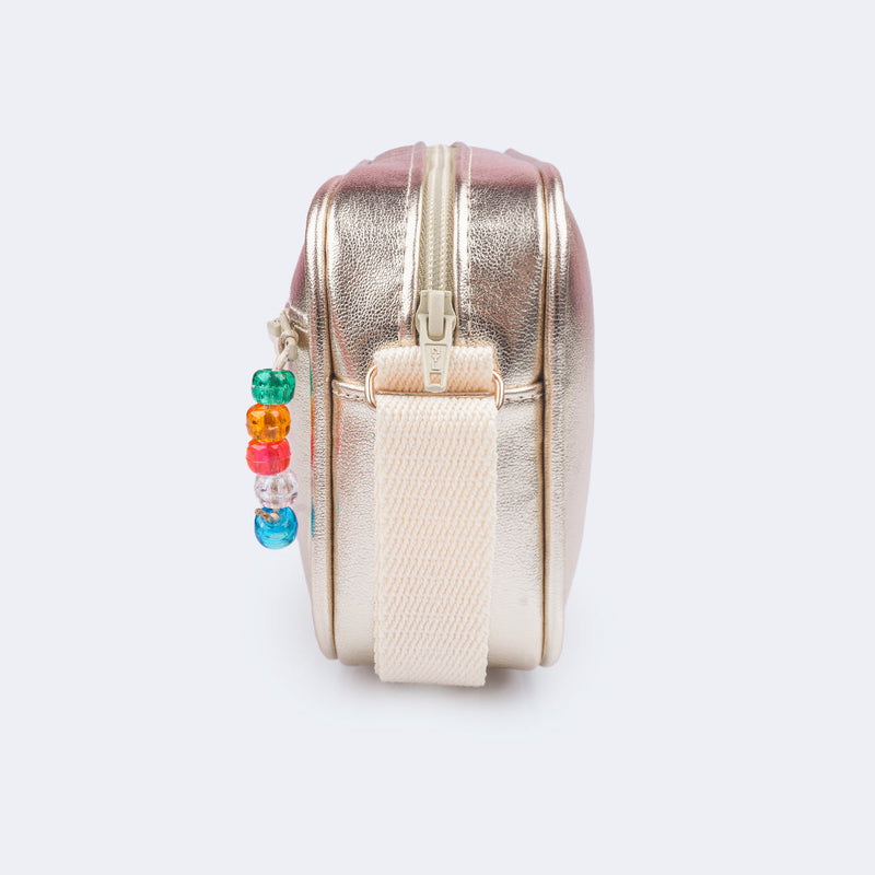 Bolsa Infantil Tiracolo Pampili com Miçangas Dourada