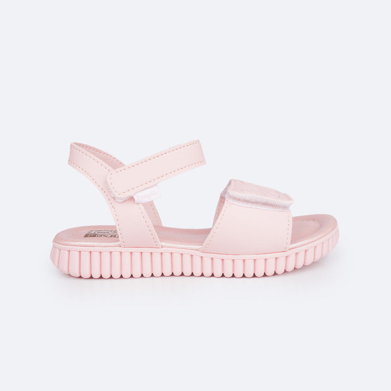 Sandália Papete Infantil Pampili Candy Borboleta Bordada Rosa Glace