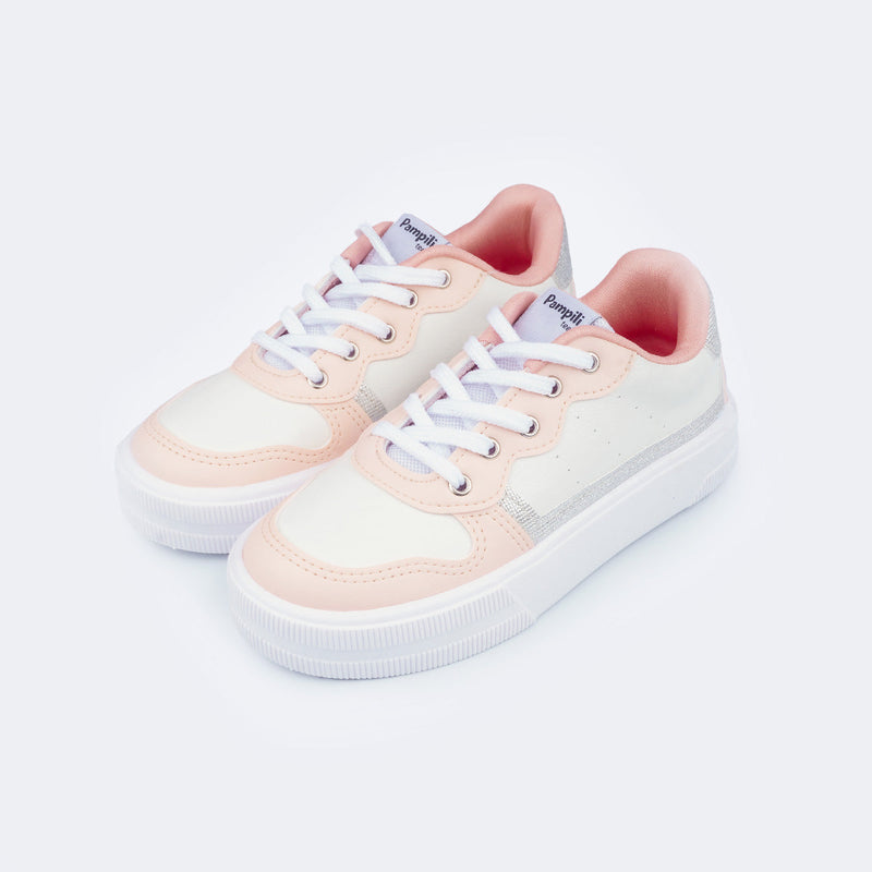 Tênis Infantil Feminino XT 25 com Chaveiro Branco Cream