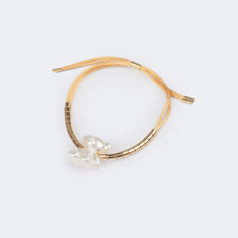 Pulseira Infantil Pampili Ursinho Perolado Dourada