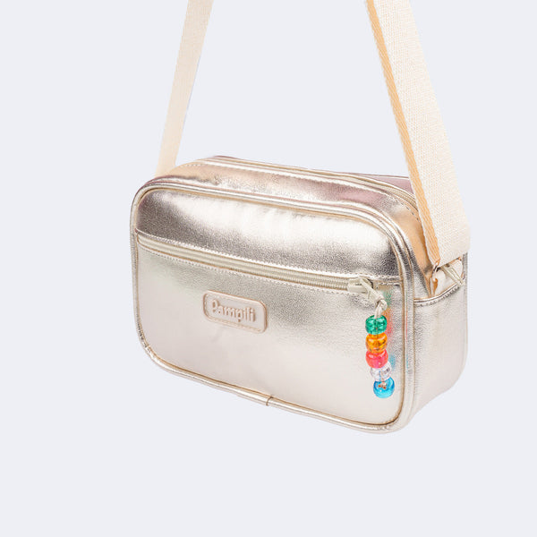 Bolsa Infantil Tiracolo Pampili com Miçangas Dourada