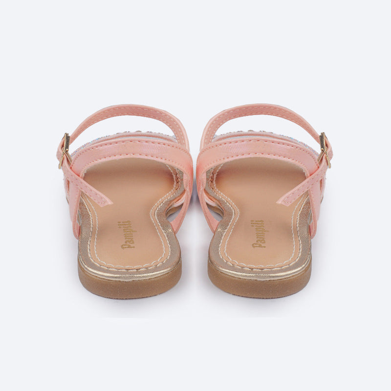 Sandália Infantil Pampili Cherrie Strass Cascata Rosa Glace